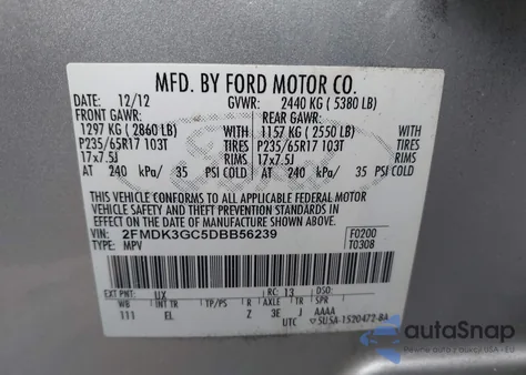 2013 Ford Edge Se из США, поврежденный, VIN 2FMDK3GC5DBB56239